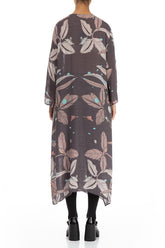 Loose Crinkled Leaves Print Silk Viscose Dress 2