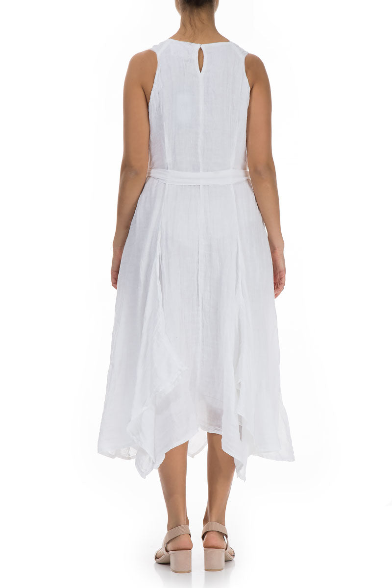 Flowy White Gauze Linen Dress