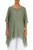 Fringed Loose Pistachio Linen Jumper 1
