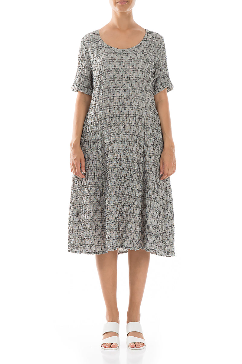 Geometric Texture Grey Linen Dress