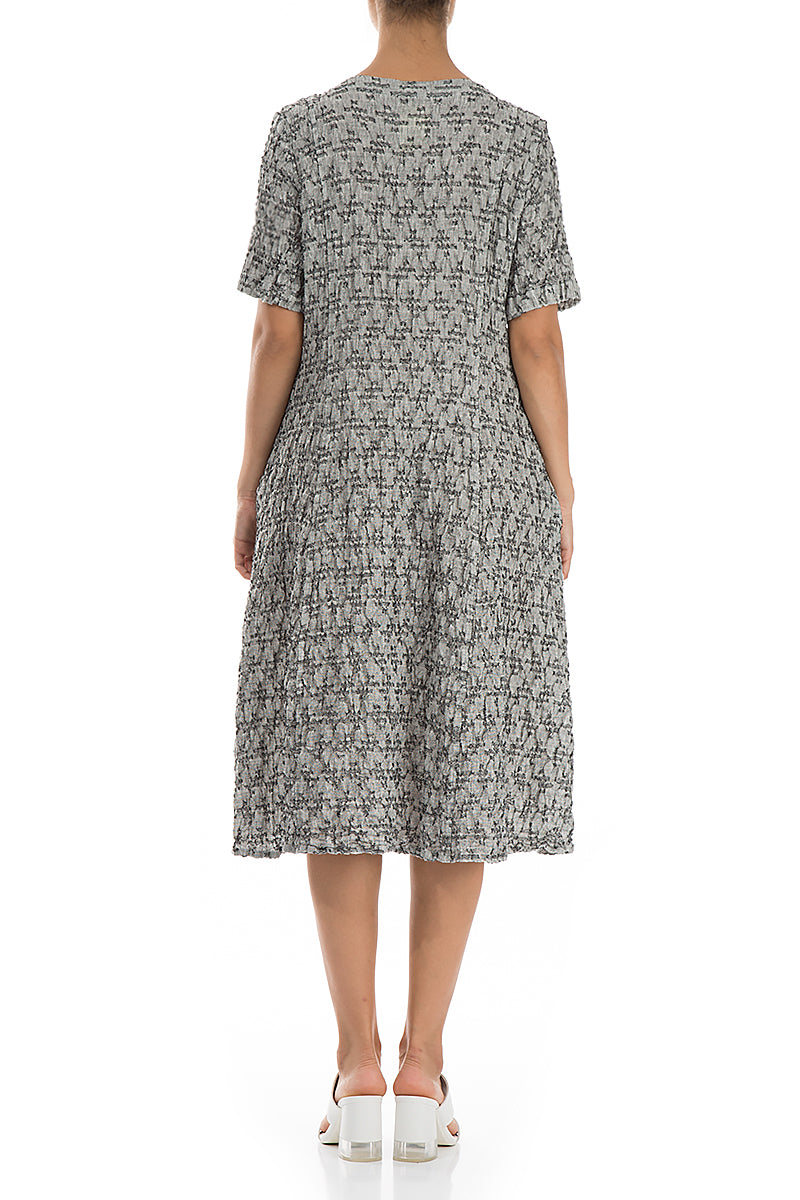 Geometric Texture Grey Linen Dress