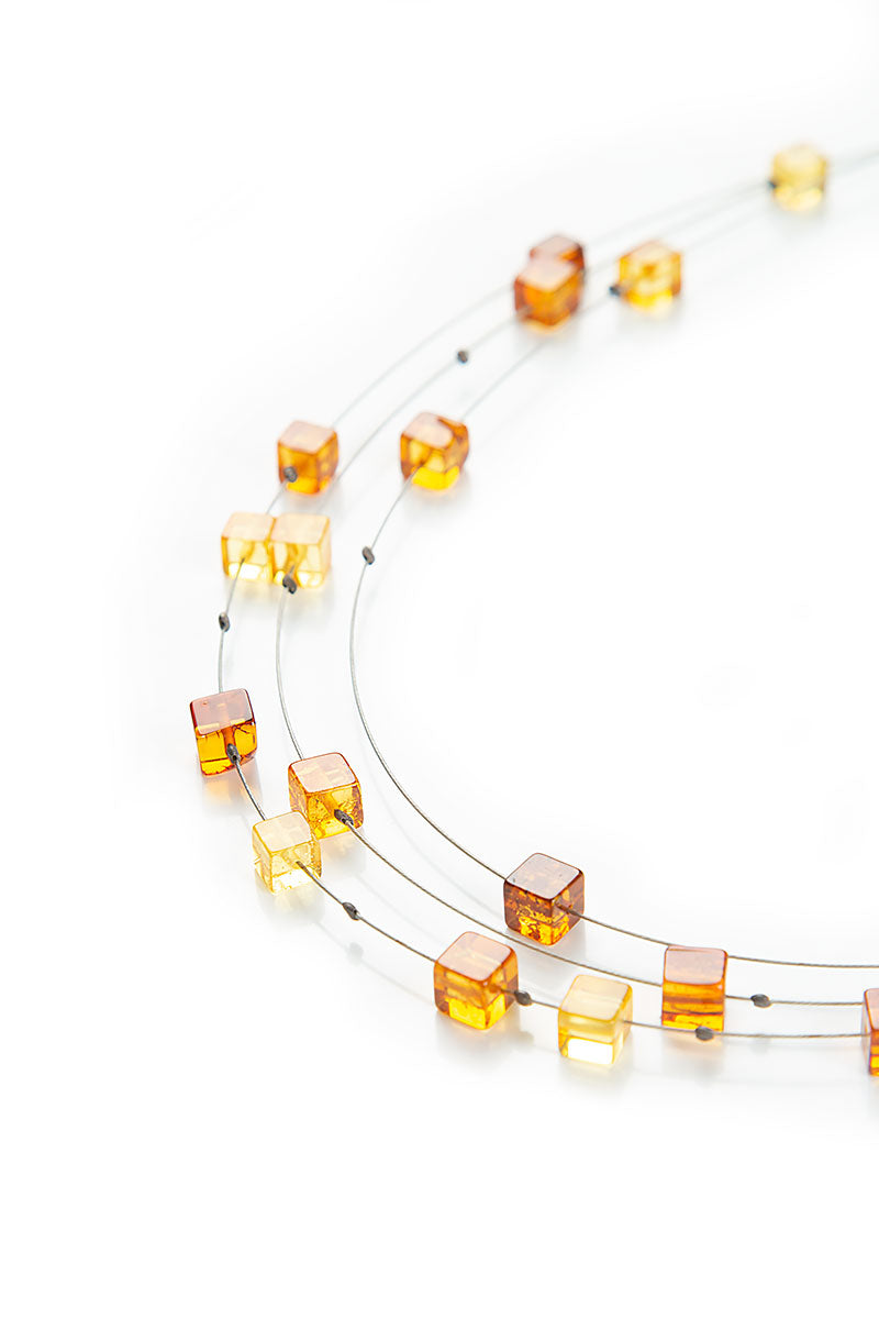 Geometric Amber Bead Necklace