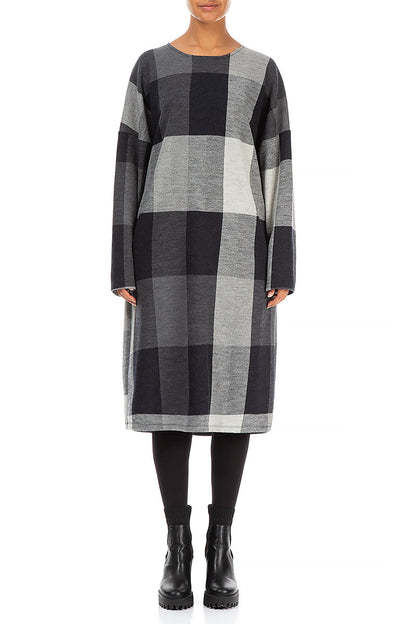 Grey Checks Pure Wool Dress 1