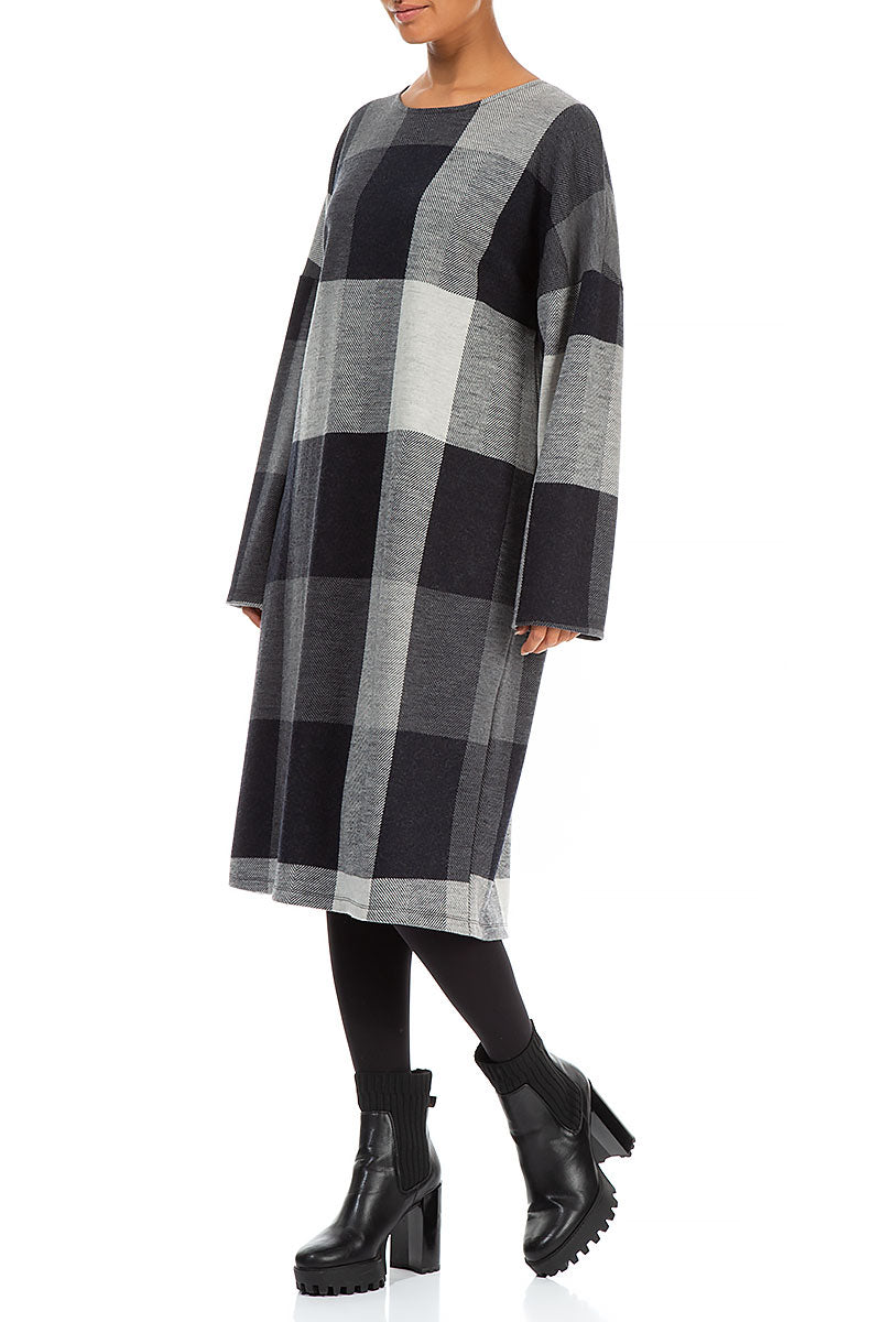 Grey Checks Pure Wool Dress 4