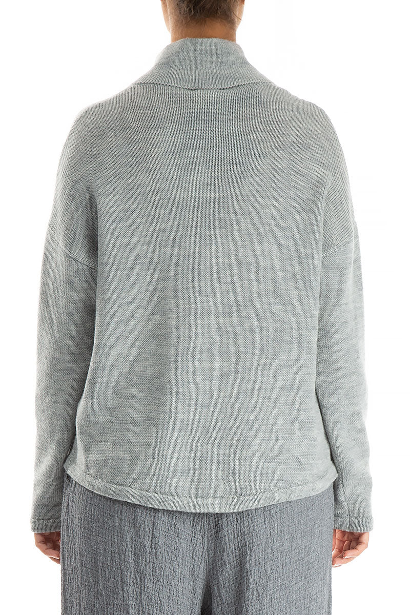 Grey Pure Wool Cardigan 2