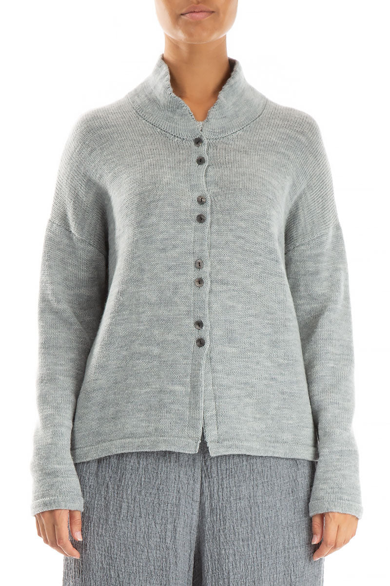 Grey Pure Wool Cardigan 1