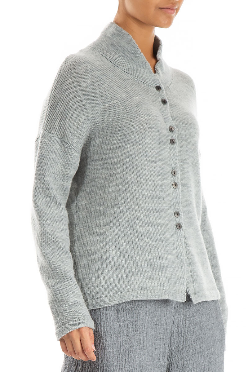 Grey Pure Wool Cardigan 4