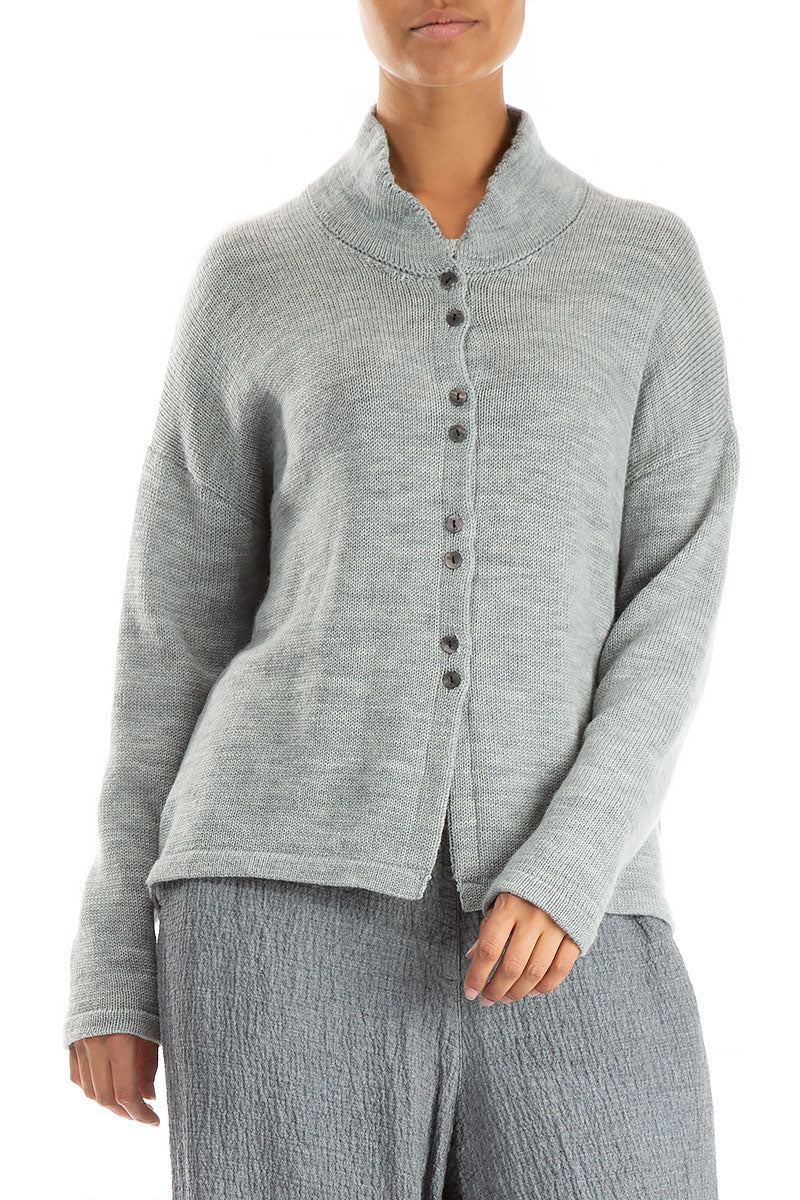 Grey Pure Wool Cardigan 3