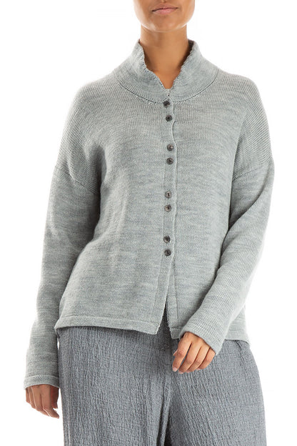 Grey Pure Wool Cardigan 3