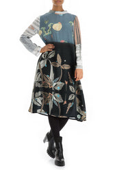 High Neck Mixed Prints Pure Silk Dress 5