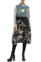 High Neck Mixed Prints Pure Silk Dress 3