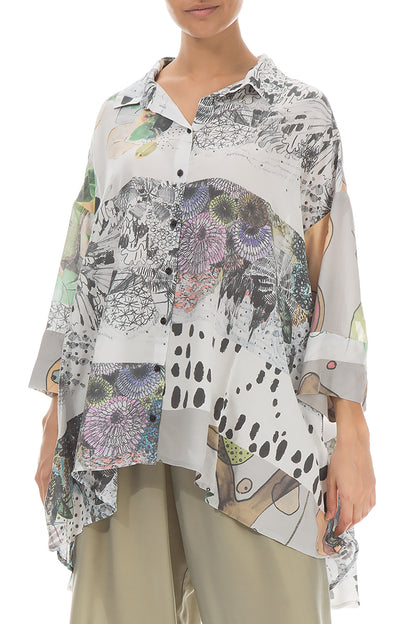 Hand Painted Silk Bamboo Shirt 3