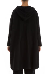 Hooded Oversized Black Jacket-Coat 2