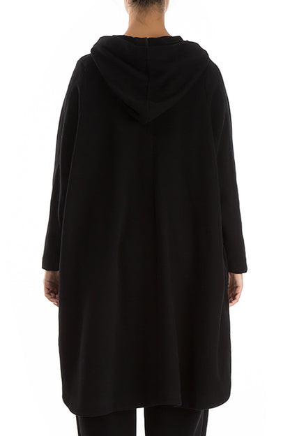Hooded Oversized Black Jacket-Coat 2