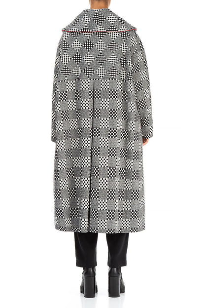 Hooded Collar Dotty Wool Swing Coat 2