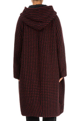 Hooded Dotty Red Wool Coat 2