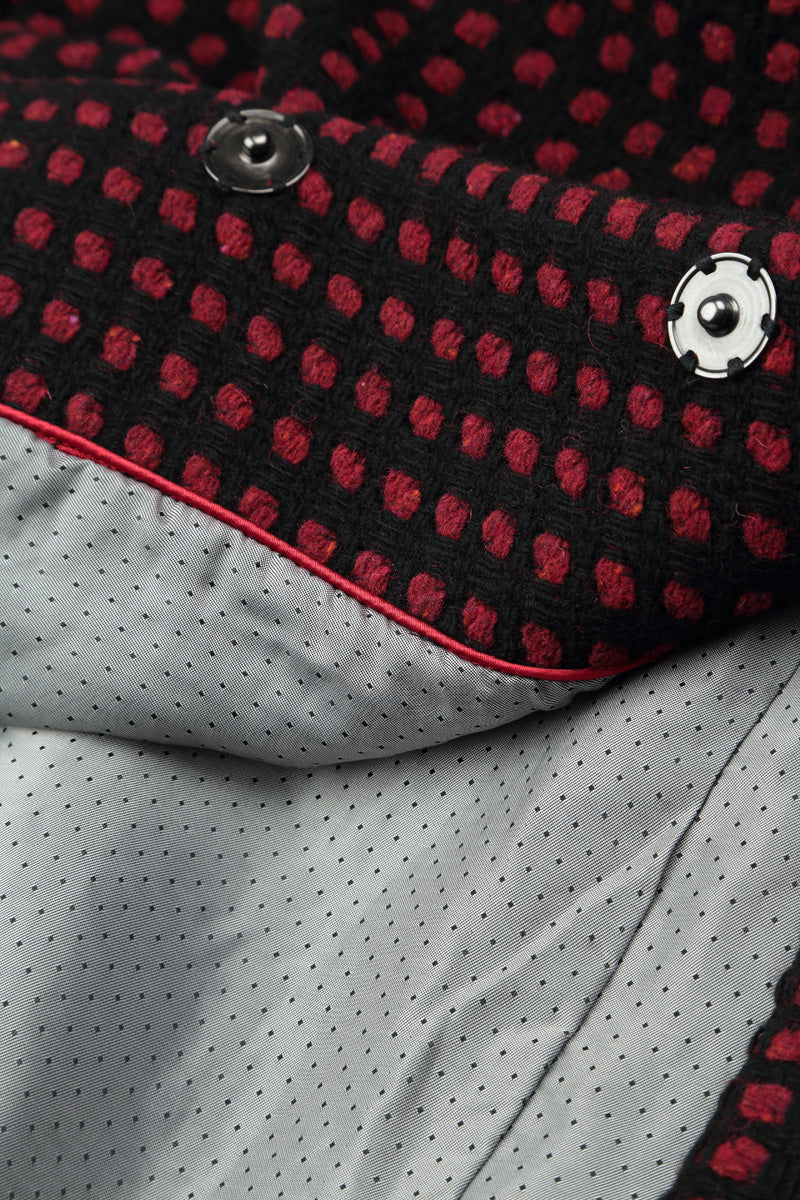 Hooded Dotty Red Wool Coat 5