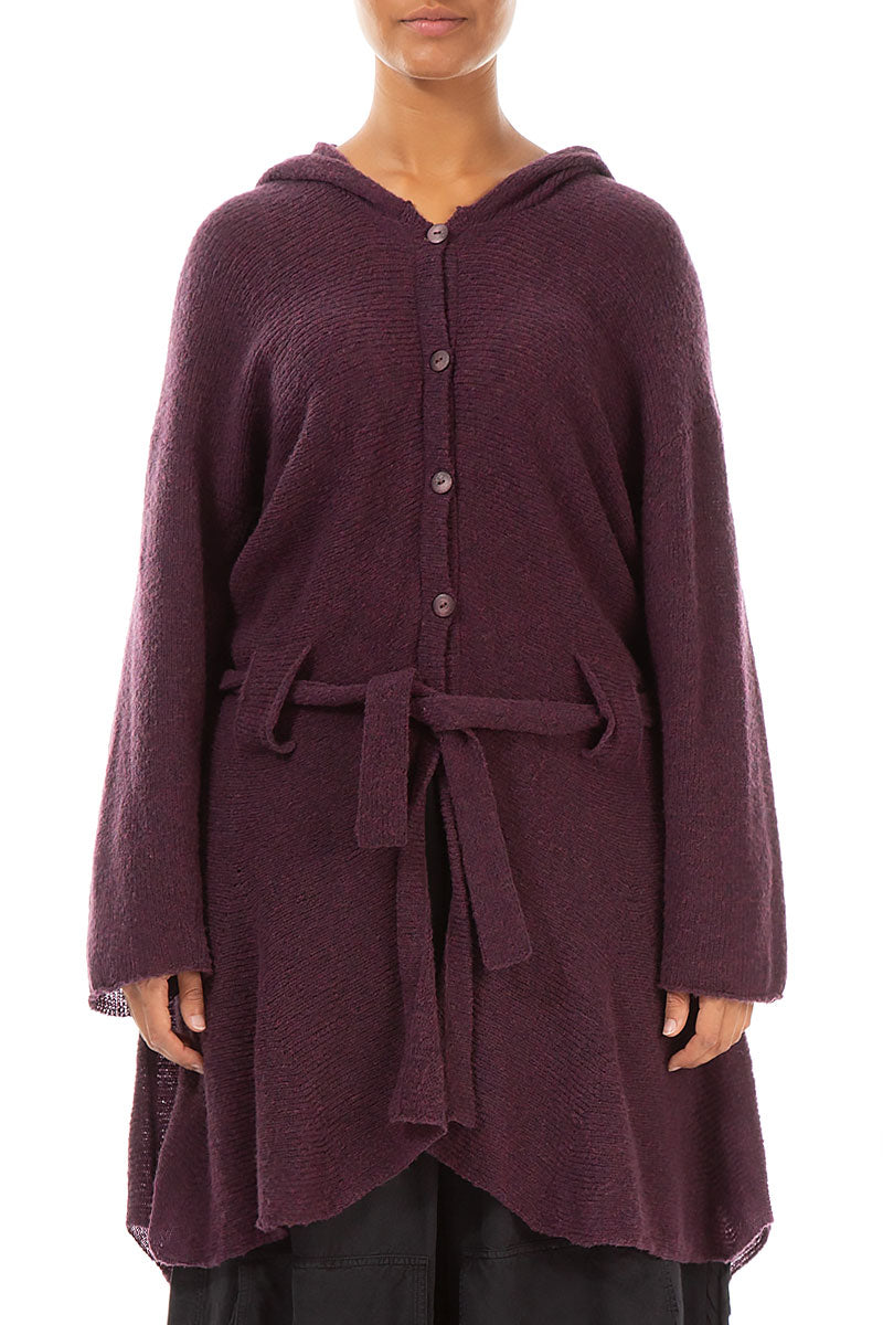 Hooded Mulberry Wool Cardigan 1