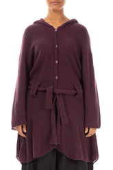 Hooded Mulberry Wool Cardigan 1