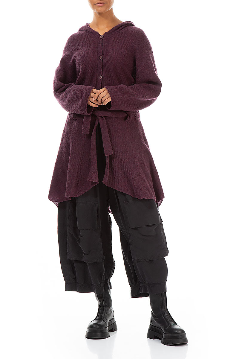 Hooded Mulberry Wool Cardigan 4