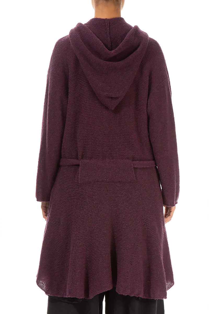 Hooded Mulberry Wool Cardigan 2