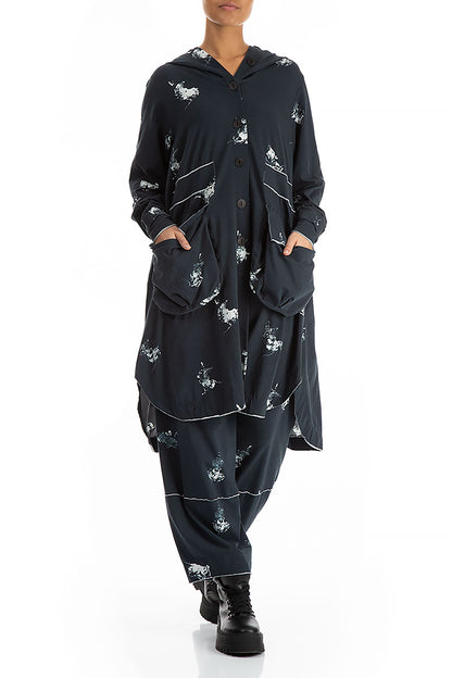 Hooded Oversized Abstract Cotton Jacket-Coat 4
