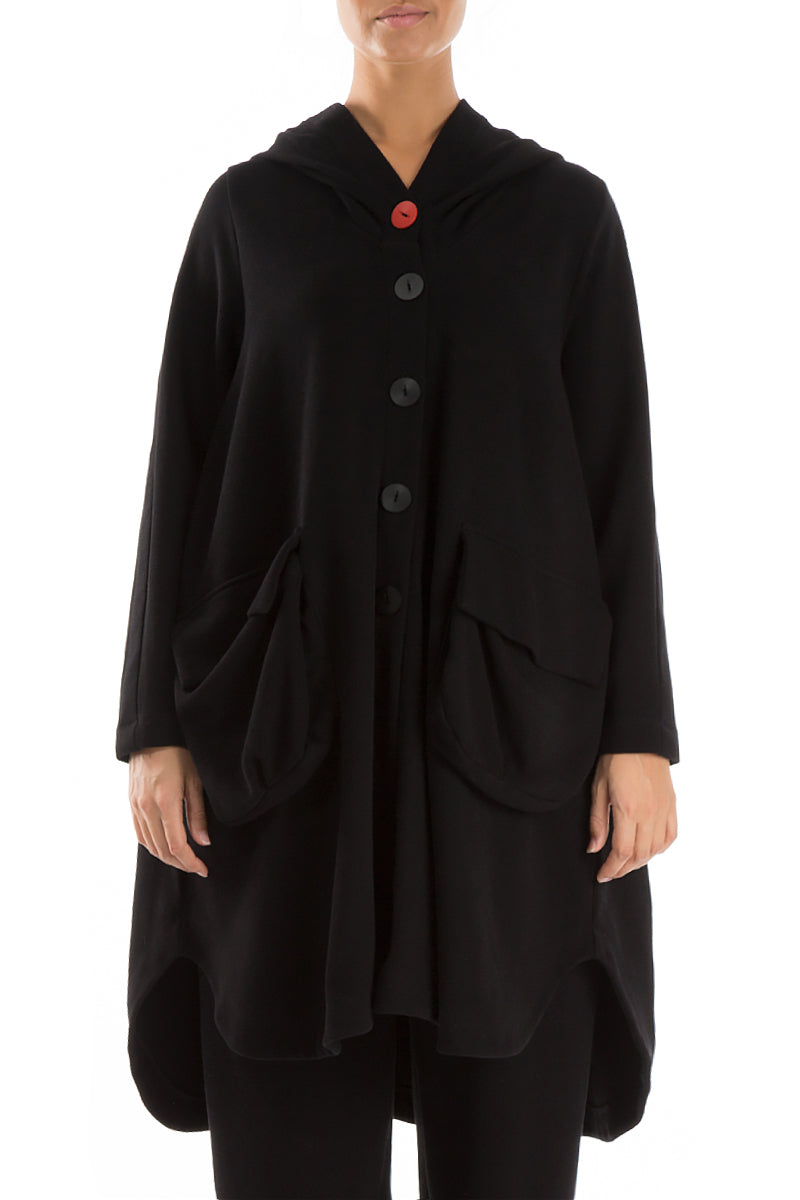 Hooded Oversized Black Jacket-Coat 1
