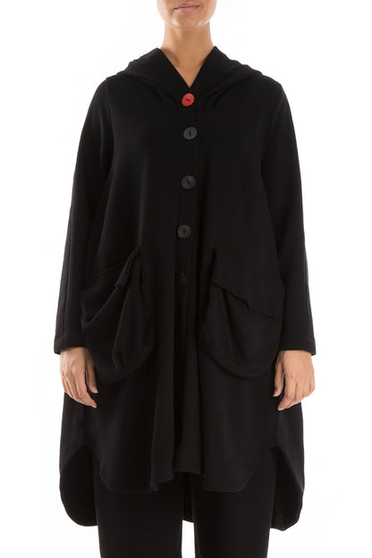 Hooded Oversized Black Jacket-Coat 1