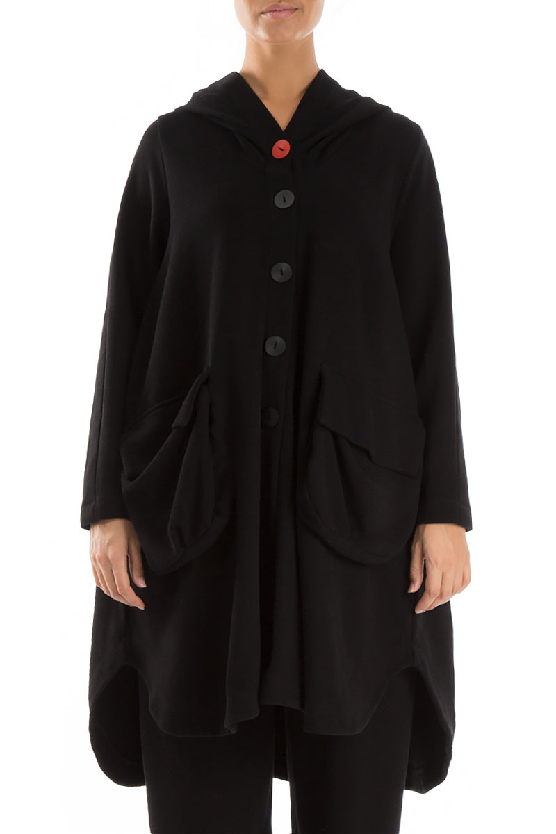 Hooded Oversized Black Jacket-Coat