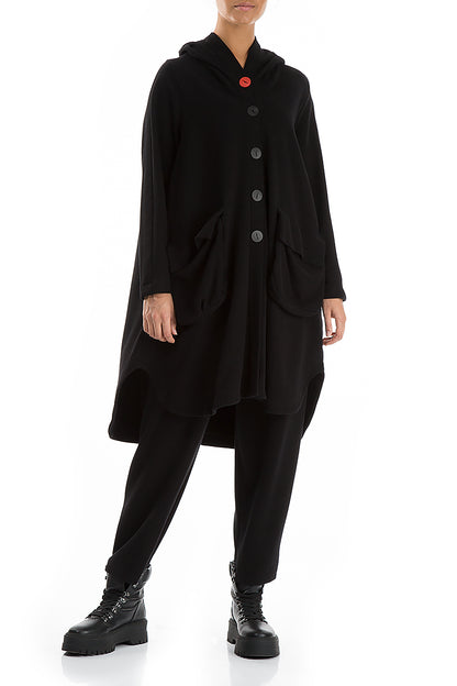 Hooded Oversized Black Jacket-Coat 4