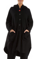 Hooded Oversized Black Jacket-Coat 3