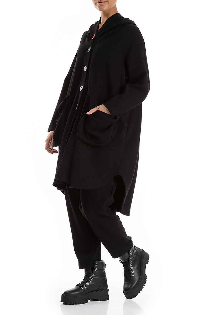 Hooded Oversized Black Jacket-Coat 5