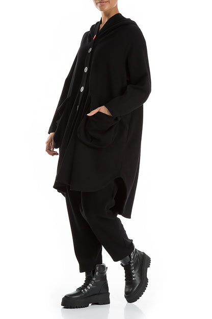 Hooded Oversized Black Jacket-Coat 5
