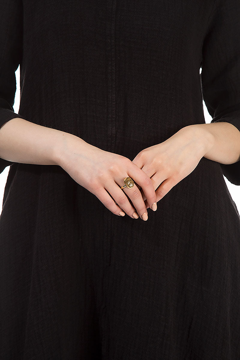 Lagoon Rutile Quartz Brass Ring