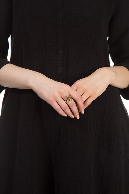 Lagoon Rutile Quartz Brass Ring