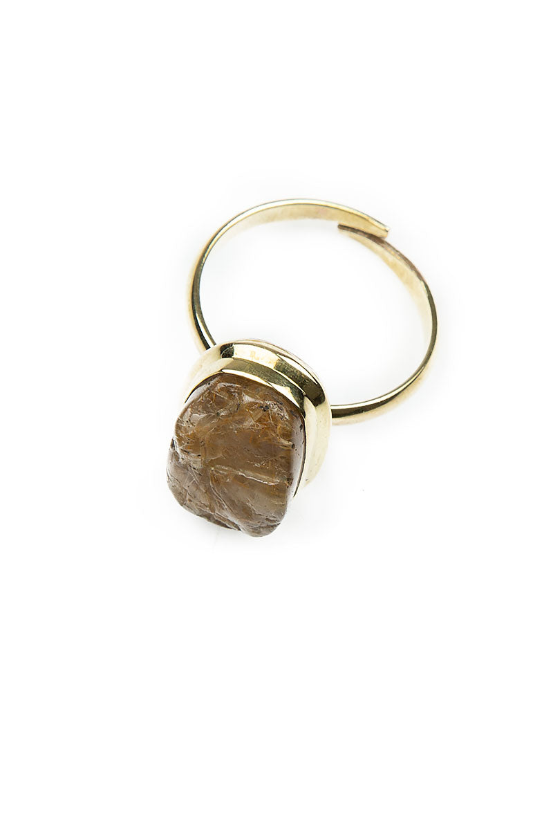 Lagoon Rutile Quartz Brass Ring