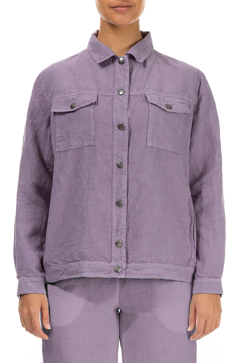 Lavender Linen Trucker Jacket