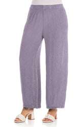 Straight Cropped Lavender Silk Viscose Trousers 3