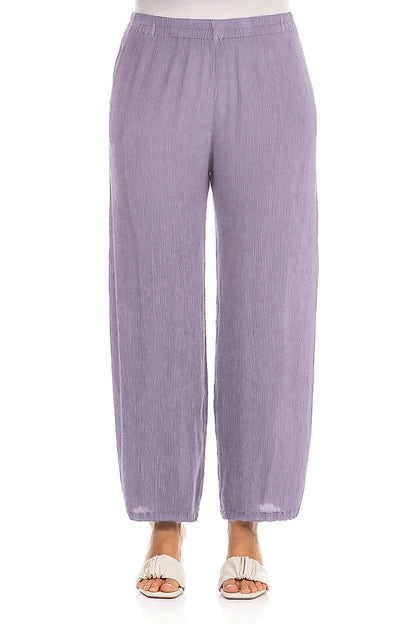 Straight Cropped Lavender Silk Viscose Trousers 1