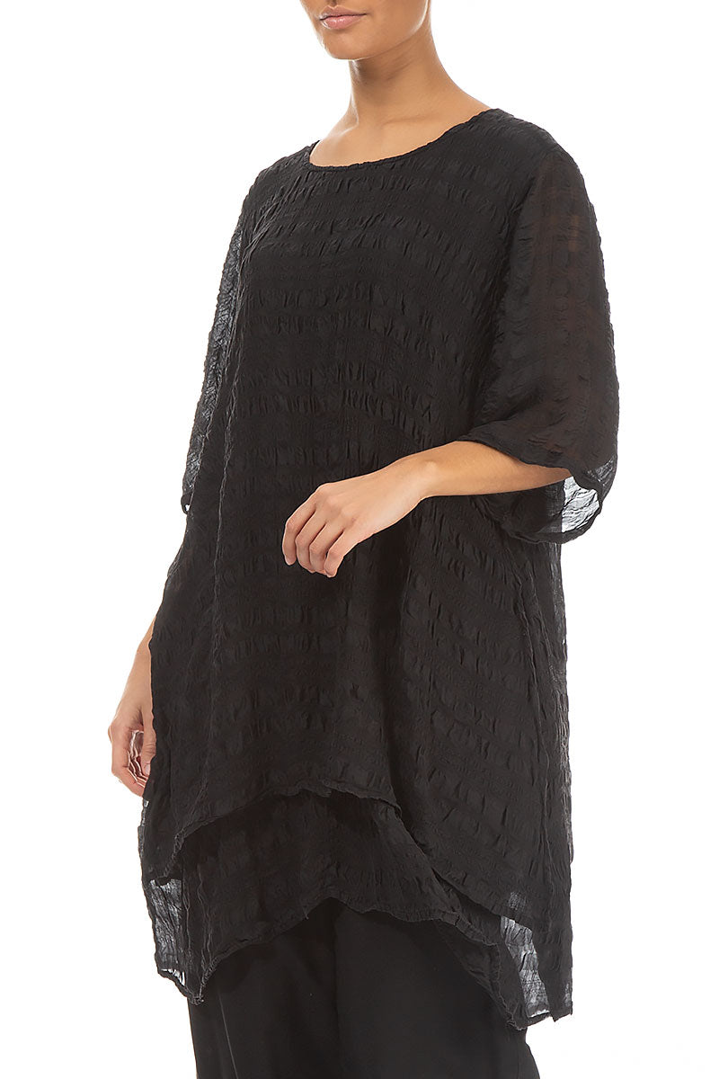 Layered Black Silk Tunic 3