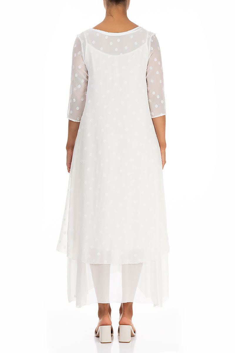Layered Dotty White Silk Dress