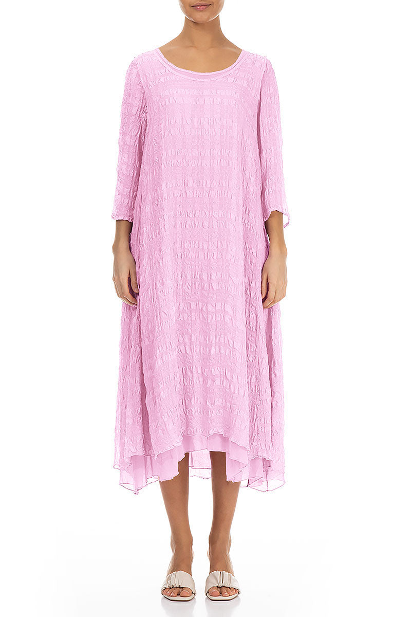 Layered Taffy Pink Textured Light Silk Dress