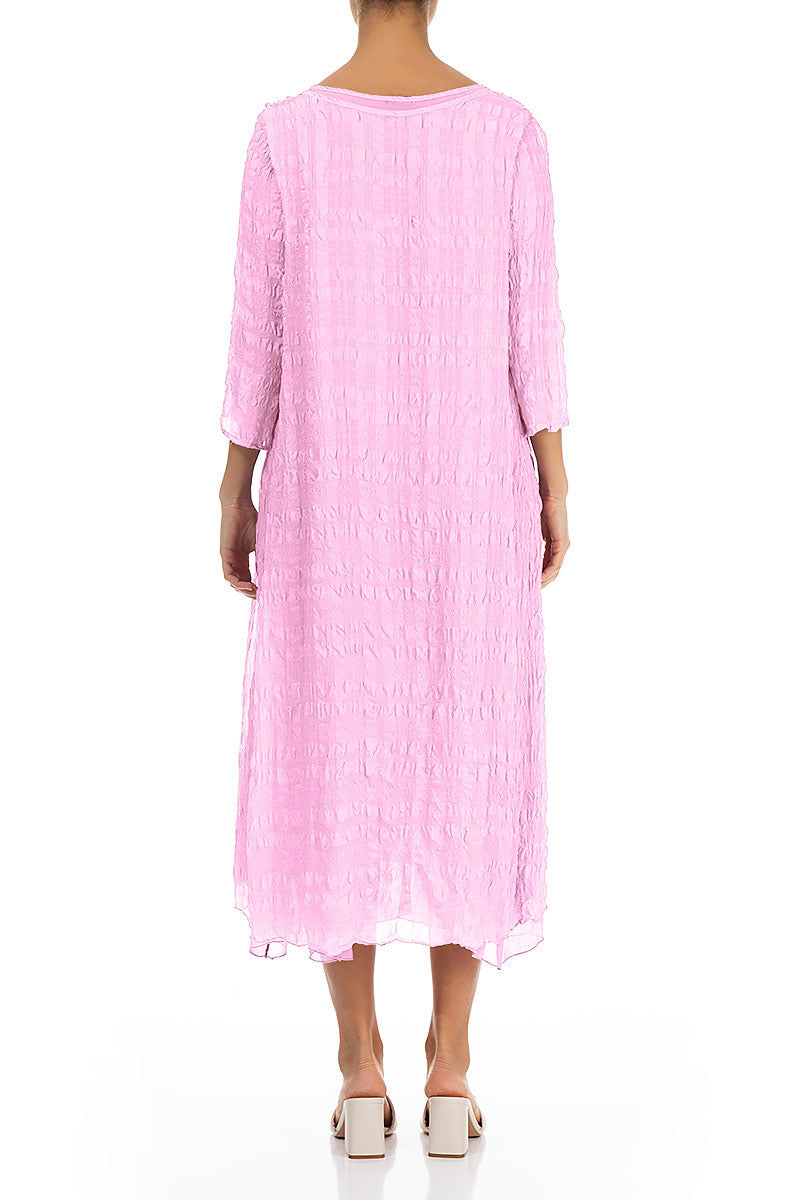 Layered Taffy Pink Textured Light Silk Dress