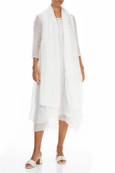 Layered White Textured Light Silk Dress 6