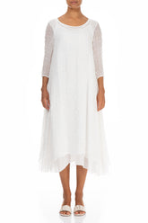 Layered White Textured Light Silk Dress 1