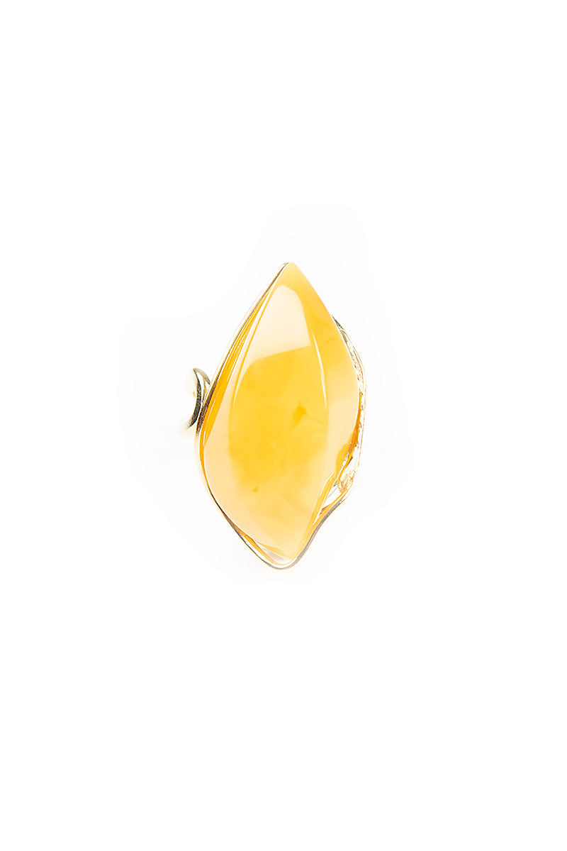 Leaf Yellow Amber Ring