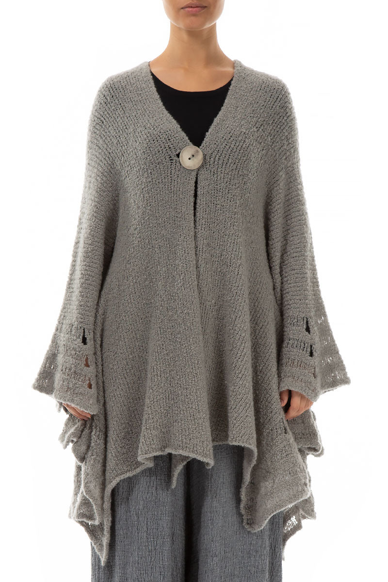 Light Grey Flared Wool Cotton Cardigan 1