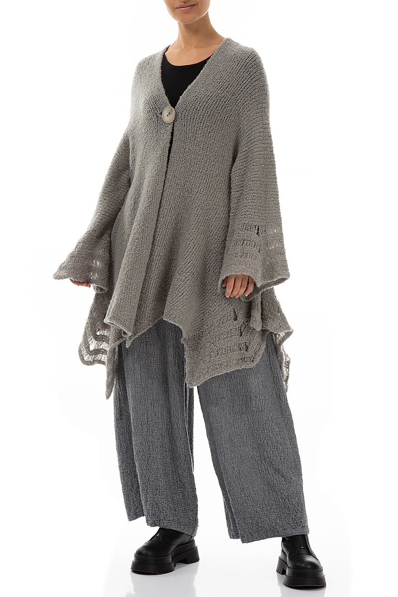 Light Grey Flared Wool Cotton Cardigan 5