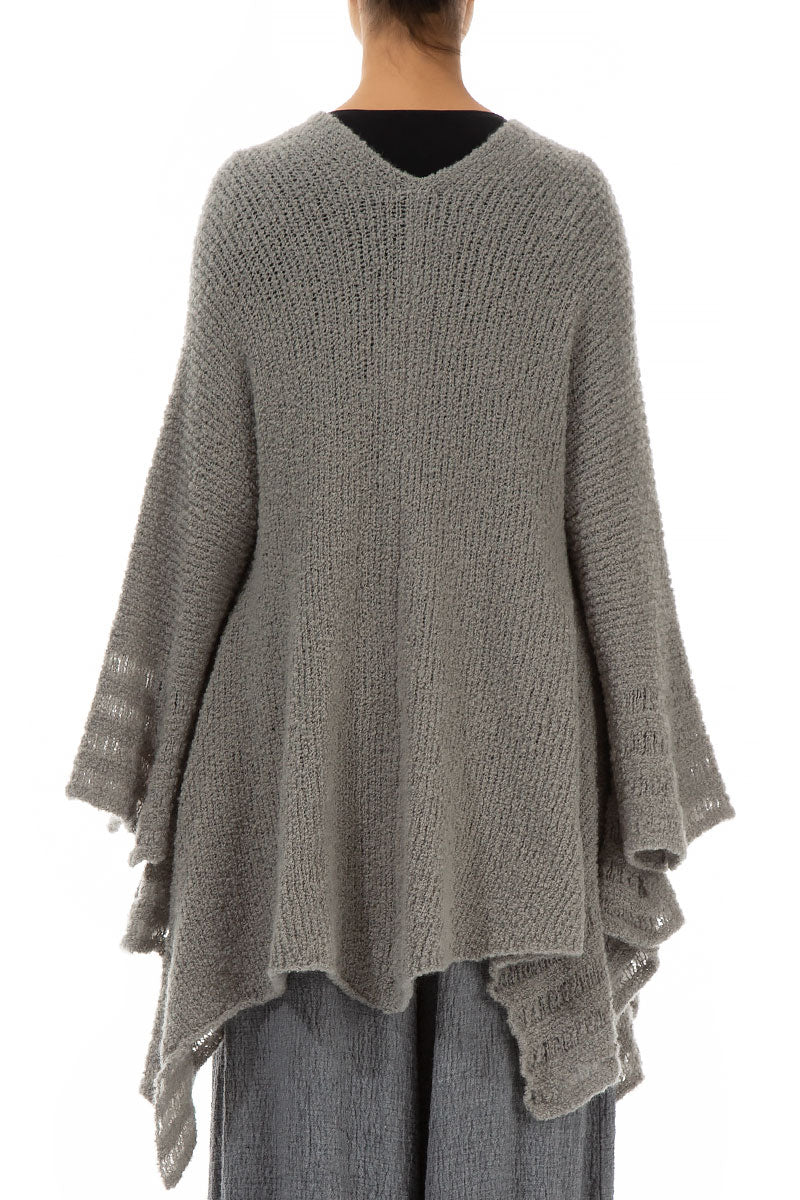 Light Grey Flared Wool Cotton Cardigan 2