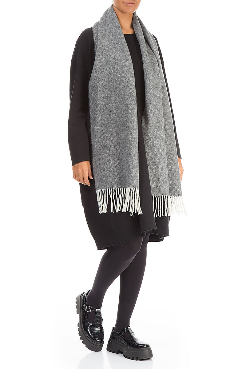 Light Grey Soft Merino Wool Scarf 2